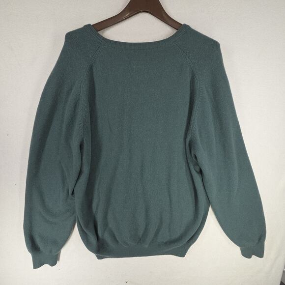 Vtg Lands End Sweater Mens Sweater Green XL Cashmere Blend Preppy y2k Academia - Picture 9 of 11